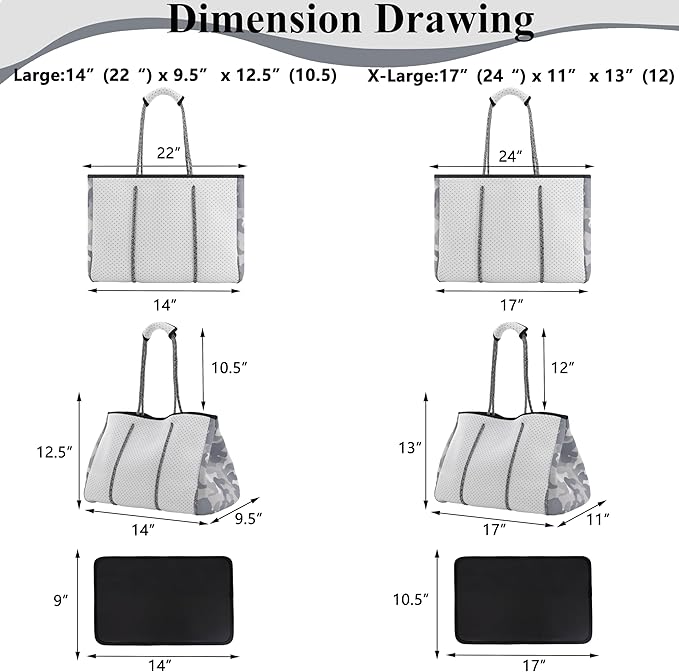 QOGiR Neoprene Multipurpose Beach Bag Tote with Inner Zipper Pocket … … … …