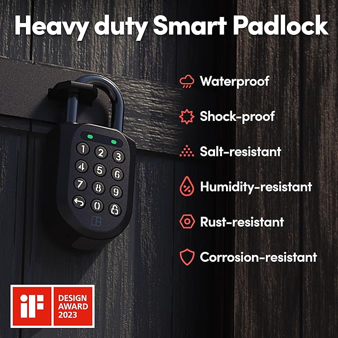 igloohome New Smart Padlock 2 (SP2) 2-Pack, The Toughest Smart Padlock – Generate Access from Anywhere with The Mobile app (iOS/Android) – No WiFi Needed, Waterproof & Rechargeable