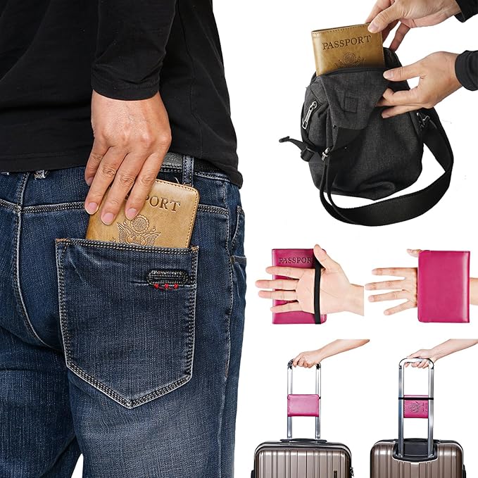Passport Holder Cover Wallet Travel Essentials RFID Blocking Leather Card Case International Must Haves Travel Accessories for Women Men(101#Purple)