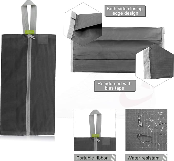 BeeGreen Colorful Dance Shoe Organizer Bags - 6 Pack with Zipper Closure and Handle, Portable Nylon Shoe Bags for Storage, Men's and Women's Travel Gifts