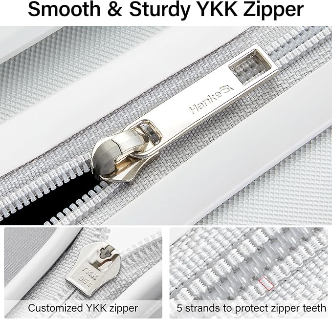 Hanke 24 Inch Checked Luggage with Spinner Wheels Hard Shell Suitcases Lightweight Travel TSA Luggage for Women Men Medium Suitcase(Smoke White)