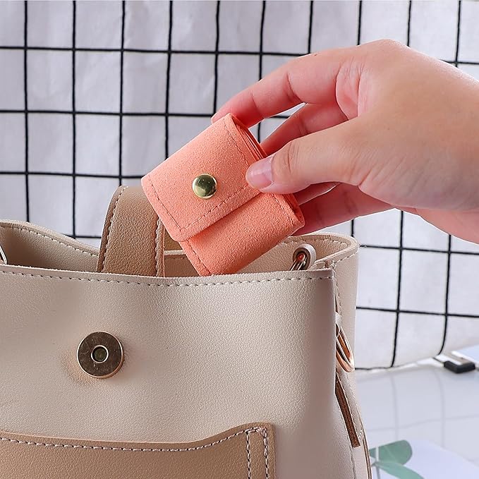 3 PCS Mini Travel Jewelry Organizer Bag - Tinycious Foldable Portable Case with Buckle, Auxiliary Jewelry Storage for Travel