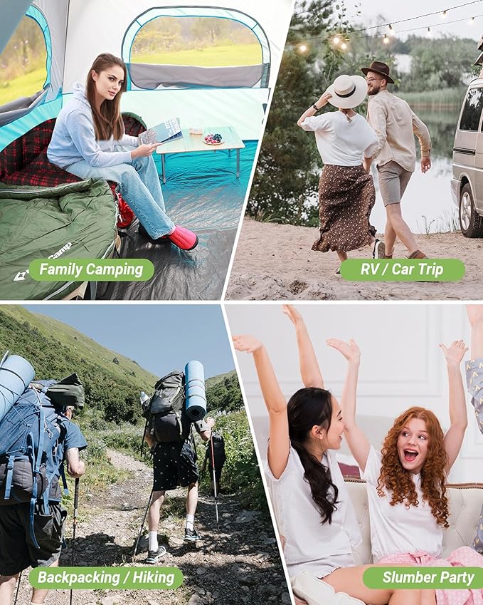 KingCamp Sleeping Bag for Adults, Cold Weather & Warm Extra Wide Big & Tall XL Portable Waterproof Flannel Sleeping Bags, Essentials Gear Accessories for Camping Backpacking Hiking Indoor & Outdoor