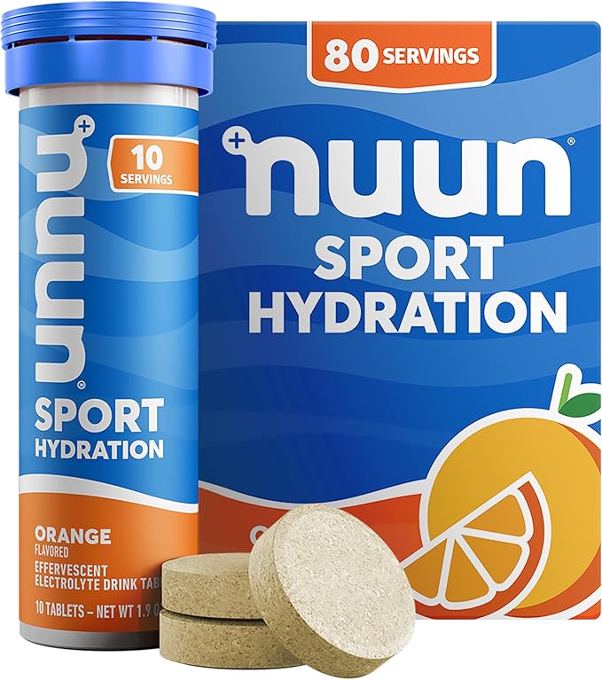 Nuun Sport Electrolyte Tablets with Magnesium, Calcium, Potassium, Chloride & Sodium, Gluten Free & Vegan, Orange, 8 Pack (80 Servings Total)