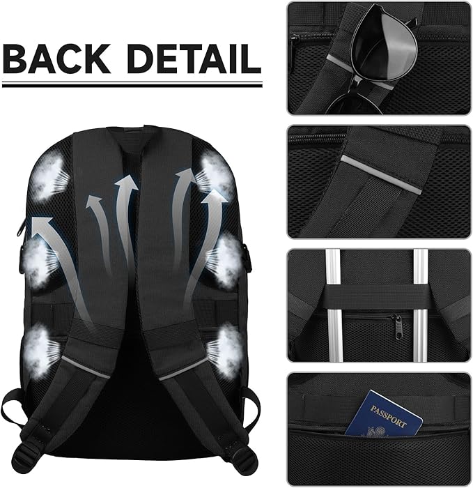 Travel Backpack, Large Carry on Backpack, 17 Inch Laptop Bag, Big Sturdy TSA-Friendly with USB Port College School Rucksack Bag, Gifts for Him Men Women, Black