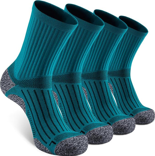 Elite Cushioned Compression Mid-crew Socks 4-Pack for Youth Women Men
