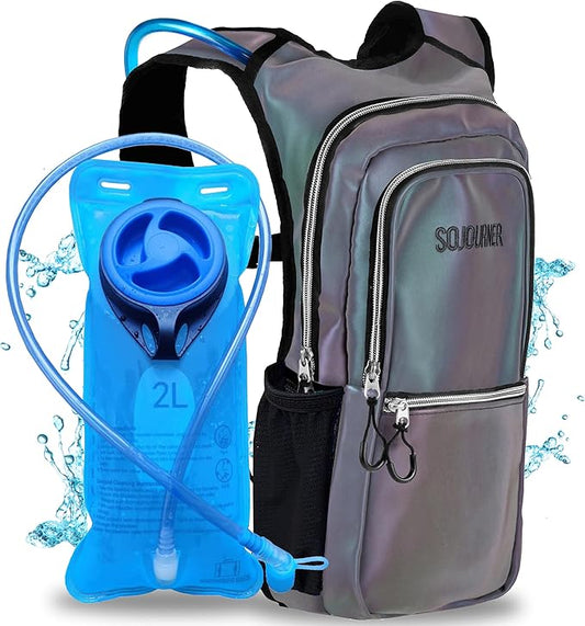 Sojourner Hydration Pack, Hydration Backpack - Water Backpack with 2l Hydration Bladder, Festival Essential - Rave Hydration Pack Hydropack Hydro for Hiking, Running, Biking, Festival Gear