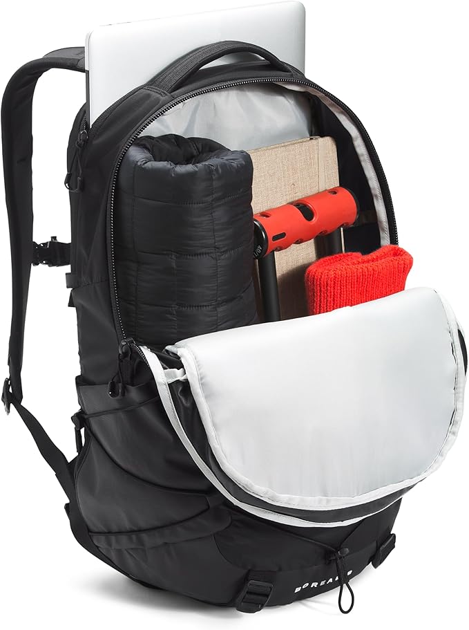 THE NORTH FACE Borealis Commuter Laptop Backpack | Water Repellent Finish, 16" Laptop Sleeve, Large Main Compartment for Everyday Carry, TNF Black U Borealis Patch/TNF White, One Size