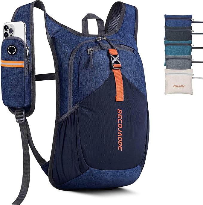 15L Small Hiking Backpack for Men Women Foldable Packable Back Pack Ultralight Hiking Daypack for Travel Camping Outdoor, Navy Blue