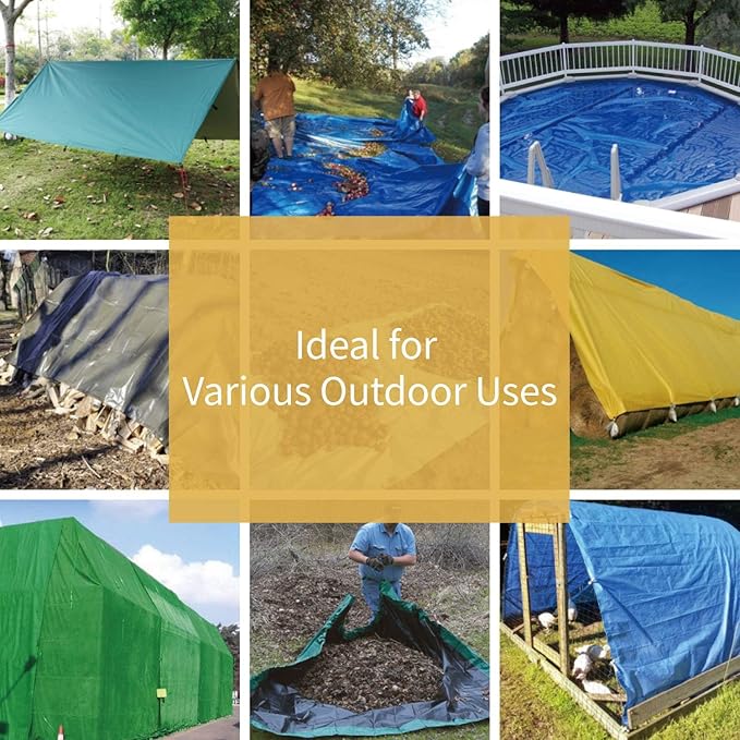 GUARD SHIELD Tarp Green 9x12 Feet Multi Purpose Waterproof Poly Tarp Cover 5mil