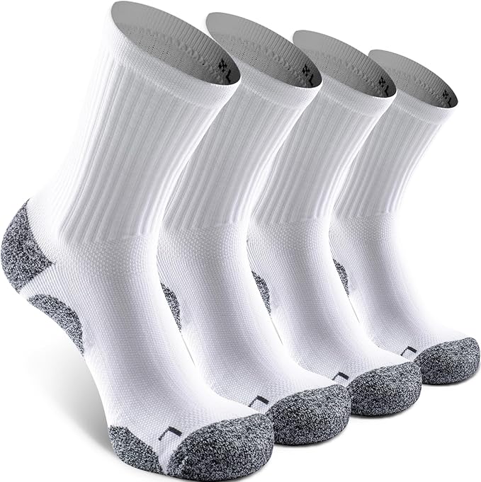 Elite Cushioned Compression Mid-crew Socks 4-Pack for Youth Women Men