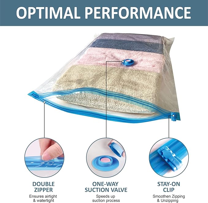 10 Pack Vacuum Storage Bags with Pump, 5 Jumbo and 5 Large Space Saver Vacuum Storage Bags, Vacuum Seal Bags for Clothing, Comfoters, Pillows, Blanket, Bedding