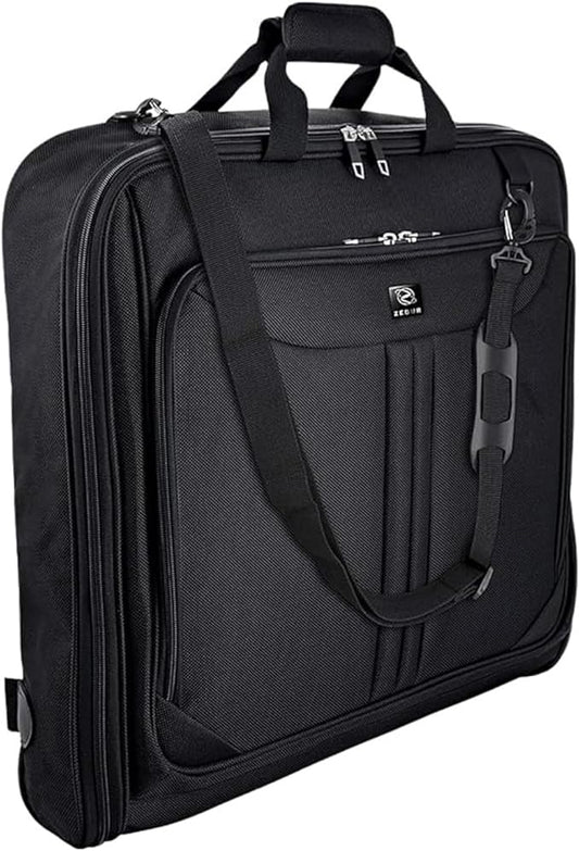 Premium Suit Garment Bag Carry On - Hangs 4 Suits - Travel & Business with Shoulder Strap and Laptop Compartment
