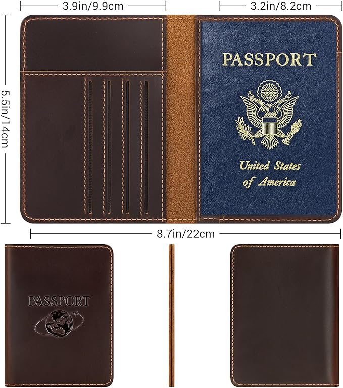 BIAOTIE Premium Leather Passport Holder Covers, Rfid Travel Wallet Passport Document Holder, Travel Essentials Wallet Cover Case for Men and Women (Coffee Brown)
