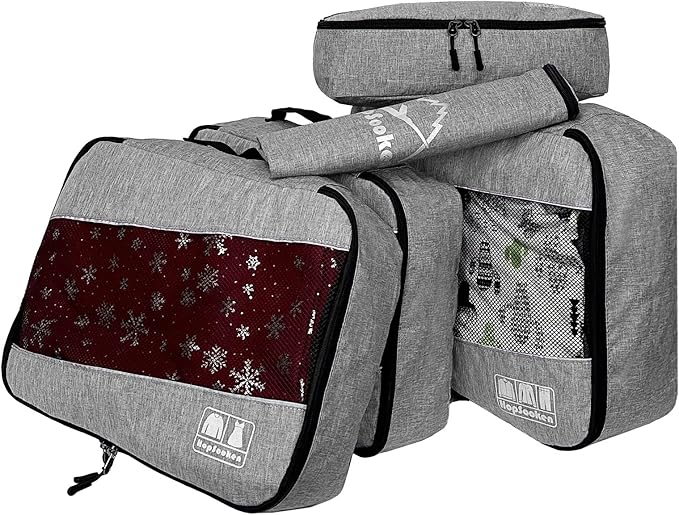 5 Set Packing Cubes for Travel Large Suitcase Luggage Organizer Bags Travel Accessories Vacation 4 Cubes 1 Laundry Pouch Bag