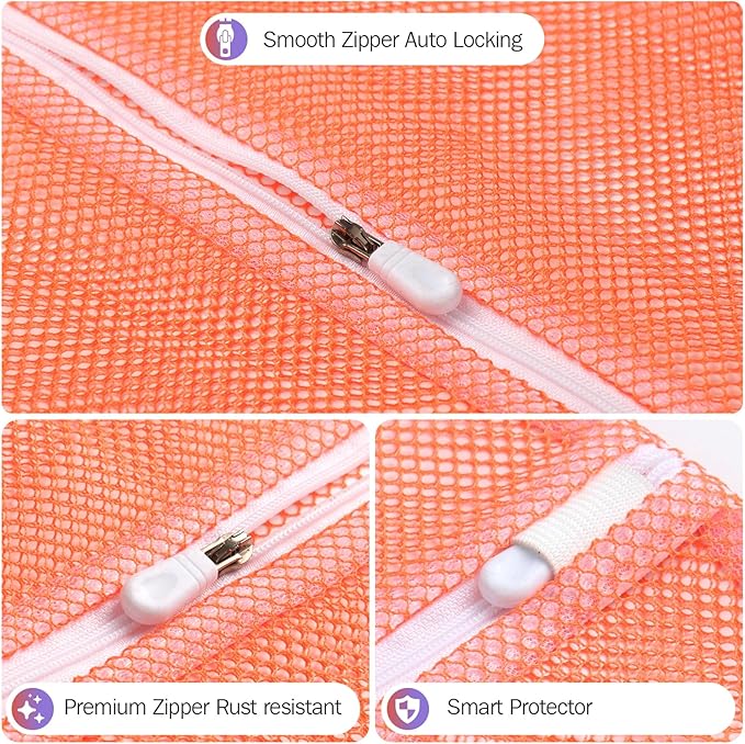 5Pcs Sturdy Mesh Laundry Bags for Delicates, Lingerie, Bras, Travel and Organzie - 5 Color(14x20 Inch)