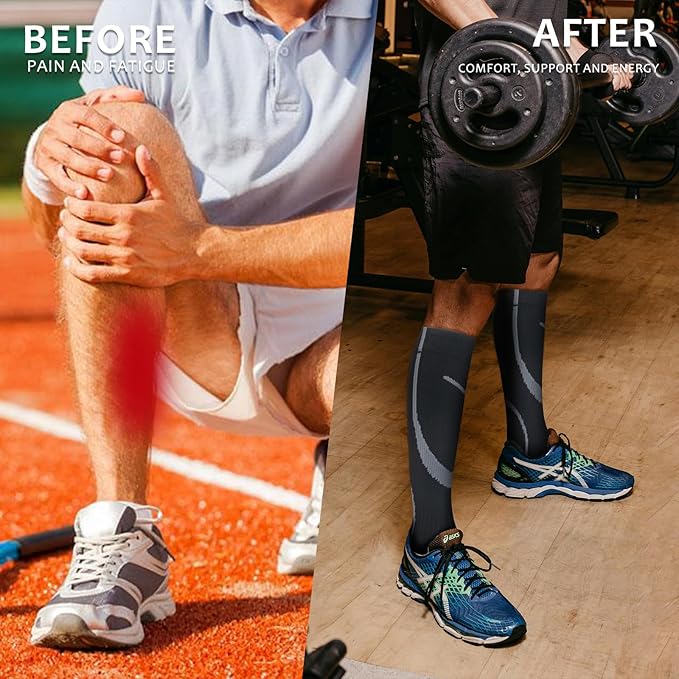 Compression Socks for Women Men Circulation Knee High 8 Pairs for Nurses, Running, Travel, Athletic