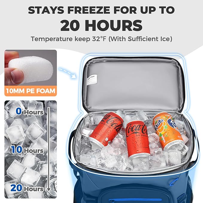 Heytrip Backpack Cooler 36/54 Cans Insulated Waterproof Cooler Bag for 20 Hours Cold Retention, Leak-Proof Camping Cooler with Multi-Compartments