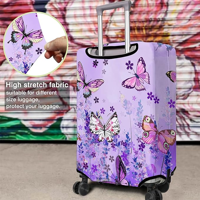 Travel Luggage Cover Suitcase Protector Fits 18-32 Inch Wheel Covers PatternedTravel Related Items Flower Luggage Protector Elastic M