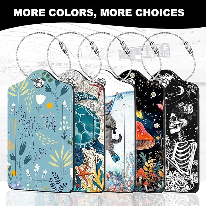 2Pack Luggage Tags for Suitcases, Cute Unique Pu Leather Cruise Luggage Tag with Privacy Cover ID Label Address Card and Metal Ring Suitable for Women Men Kids Travel Bag Pink Strawberry