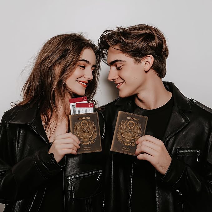 LEATHER VILLAGE Leather Passport Holder Cover – Travel Wallet with Card Slots, Vintage Passport Case for Men & Women – Cute Organizer for Travel Accessories & Documents - Distressed Brown