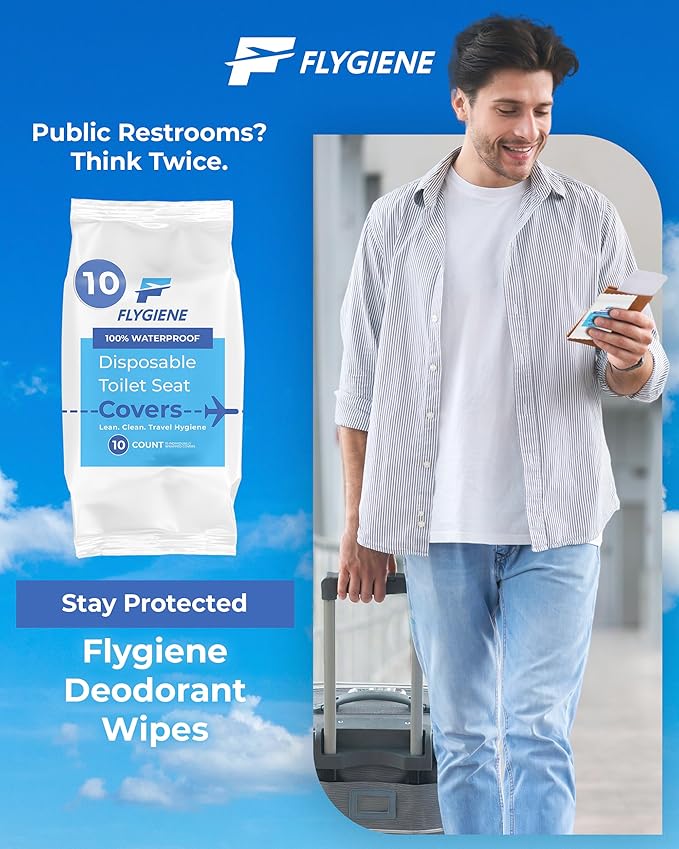 Disposable Toilet Seat Covers for Travel – Waterproof, Tear-Resistant XL Toilet Liners with 2 Layers of Protection – Individually Wrapped Travel Size Toiletries - 10 Count (1 Pack of 10)