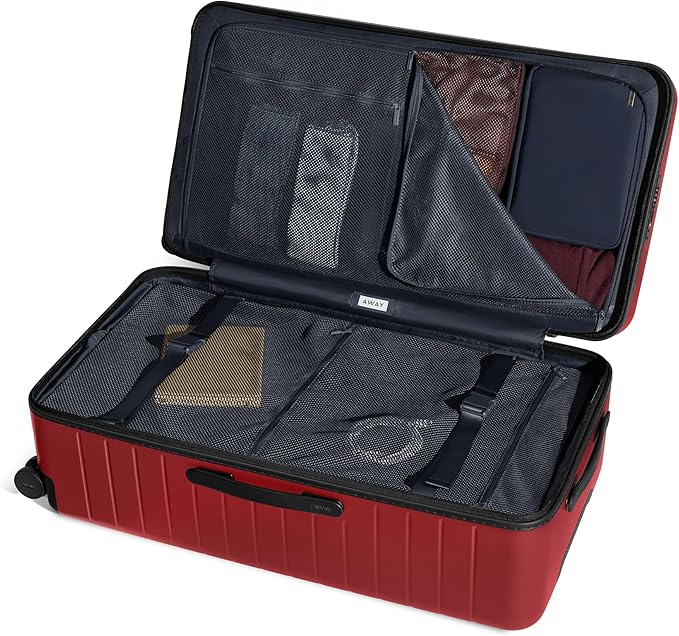 Away Large Trunk Luggage, 31 Inch Hardside Suitcase with Spinner Wheels, Lightweight & Durable, TSA Lock, Ideal for Long Trips, Tango Red