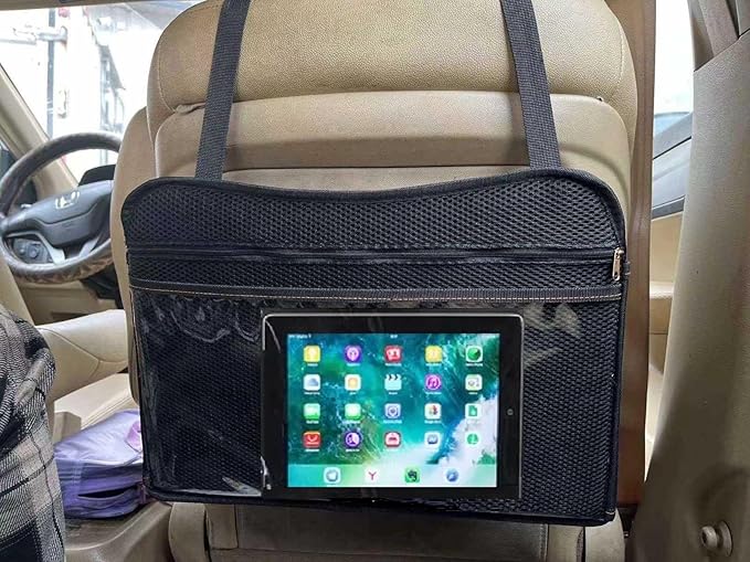 Coolmum Kids Travel Tray, Toddler Car Seat Tray, Double Sided Activity Organizer, Snack Lap Tray, Baby Stroller Table, Airplane Play Table, Waterproof and Foldable (Premium Black)