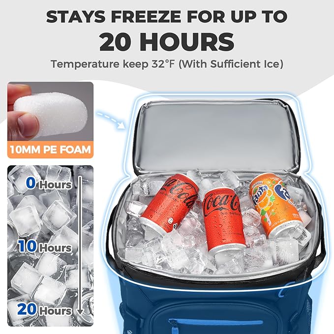 Heytrip Backpack Cooler 36/54 Cans Insulated Waterproof Cooler Bag for 20 Hours Cold Retention, Leak-Proof Camping Cooler with Multi-Compartments