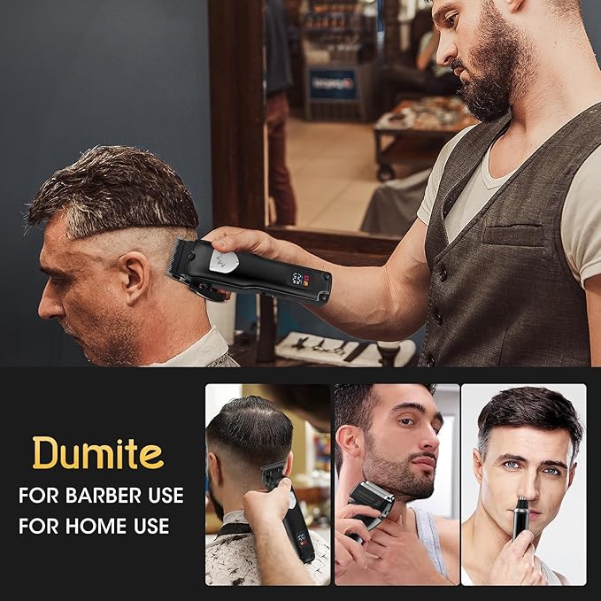 4 in 1 Hair Clippers for Men, Professional T-Blade Trimmer, Electric Foil Shaver, Nose Hair Trimmer, Cordless, LCD Display, Grooming Kit(Black)