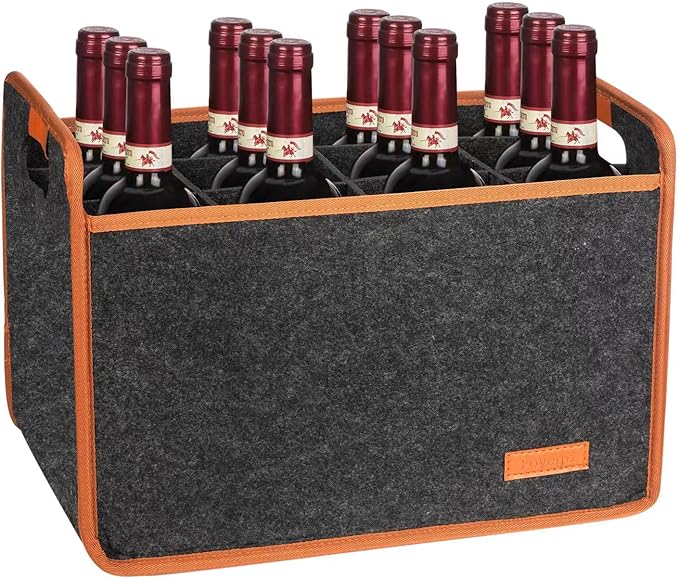 12 Bottle Wine Tote Bag, Insulated Thermal Padded Wine Carrier Tote, Reusable Wine Bags for Wine Bottles Travel, Camping and Picnic, Perfect Wine Lover Gift