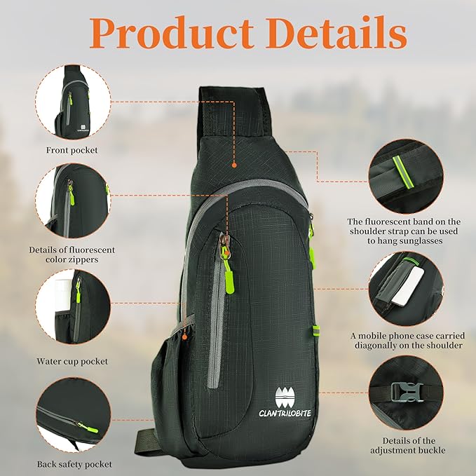Small Sling Backpack, Lightweight Crossbody Backpack,Foldable Cross Body Bag for Men Women,Shoulder Bag for Sport Outdoors Hiking Traveling
