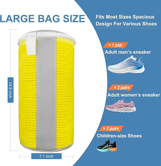 Shoe Washing Machine Bag – 360° Deep Clean Sneaker Laundry Bag with Cleaning Fibers and Zipper, Reusable Shoe Bag for Washing Machine, 2 Pack
