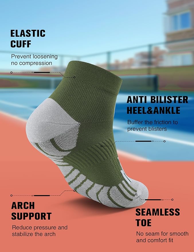 Compression Sport Running Socks: Athletic Socks for Men Women with Cushion,3 Pairs Work Hiking Basketball Ankle Socks