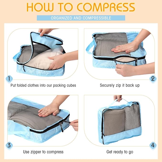 5 Pcs Packing Cubes for Suitcase Large Travel Cubes Carry on Luggage Organizer Bags for Clothes Accessories(M,Pastel)