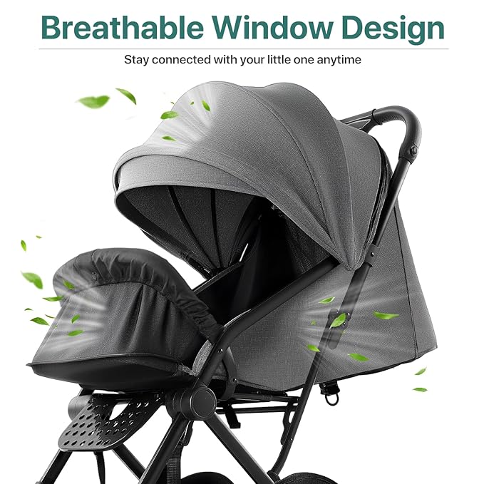 Lightweight Stroller Compact Travel Stroller for Airplane One-Click Folding with Reclining Seat, UV Protection Canopy,Silent All-Terrain Wheels,Umbrella Strollers for Toddlers 0-4