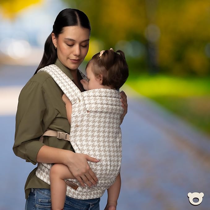 Cub & Co Ergonomic Baby Carrier Newborn to Toddler – 4-in-1 Adjustable with Head & Lumbar Support, Breathable Fabric, Padded Waistband & Travel-Ready Design (Houndstooth)