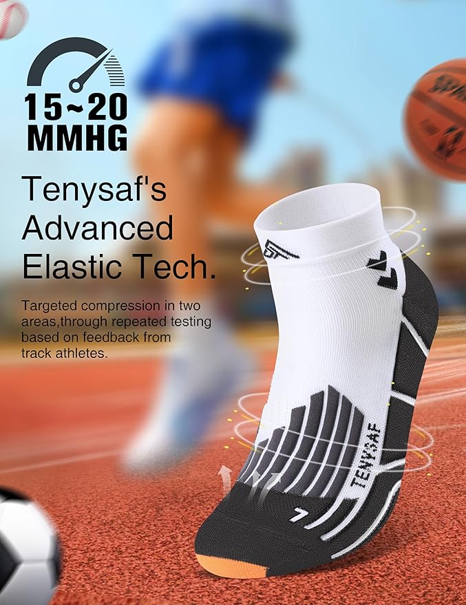 Compression Sport Running Socks: Athletic Socks for Men Women with Cushion,3 Pairs Work Hiking Basketball Ankle Socks