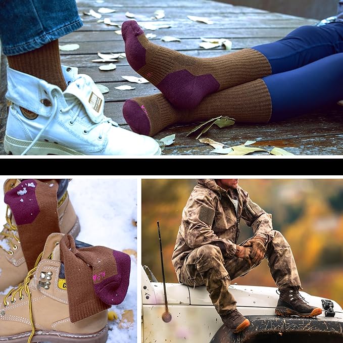 Alpaca Wool Hunting Socks 2 pairs for Men Women, Thermal Warm Compression Thick Winter Cushioned Hiking Boot Moisture Wicking