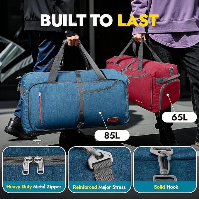 Canway 115L Travel Duffel Bag, Foldable Weekender Bag with Shoes Compartment for Men Women Water-proof & Tear Resistant