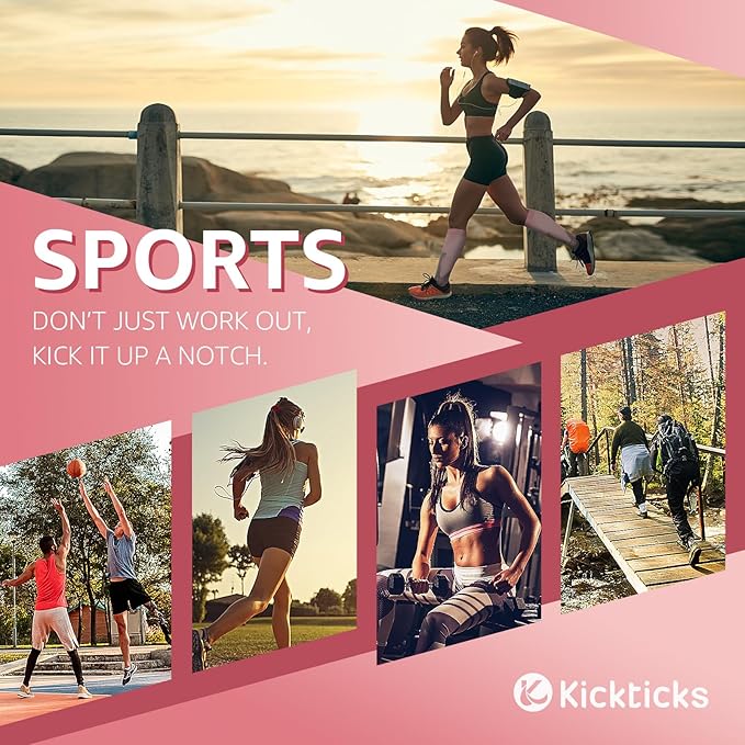 Kickticks 4 Pairs Compression Socks for Woman & Man Unisex 20-30mmHg Knee high Plus Size Wide Calves for Flying Running…
