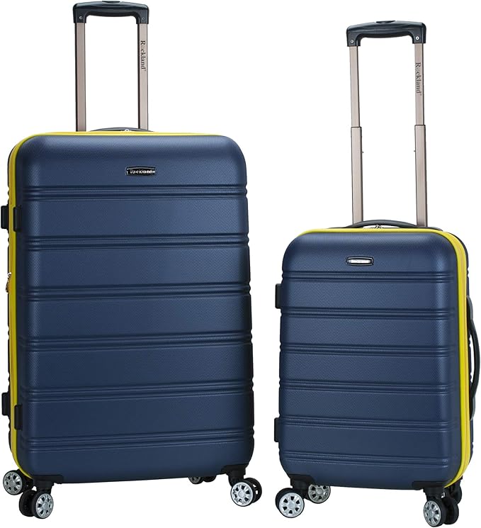 Rockland Unisex Adults Melbourne Hardside Expandable Spinner Wheel Luggage, Navy, 2-Piece Set (20/28)