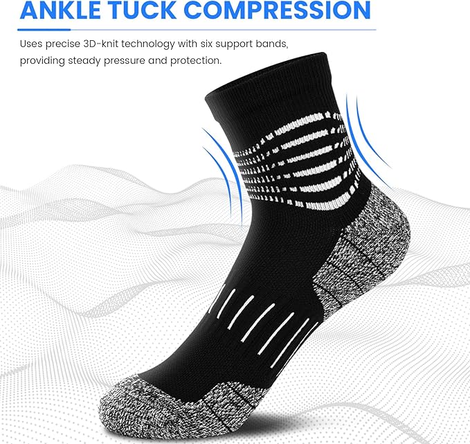 IRAMY Ankle Compression Socks for Men Athletic Running Socks with Cushioned Support 3 Pairs