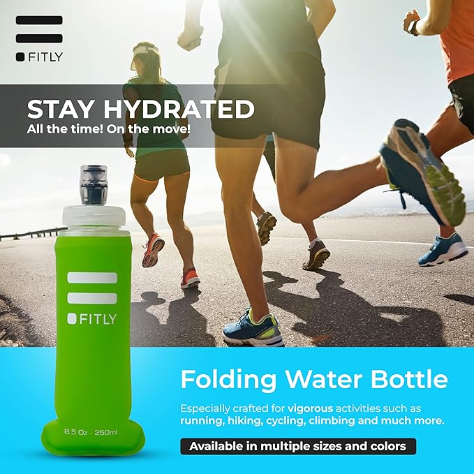 Soft Flask - Shrink As You Drink Soft Water Bottle for Hydration Pack - Folding Water Bottle Ideal for Running, Hiking, Cycling, Climbing & Rigorous Activity