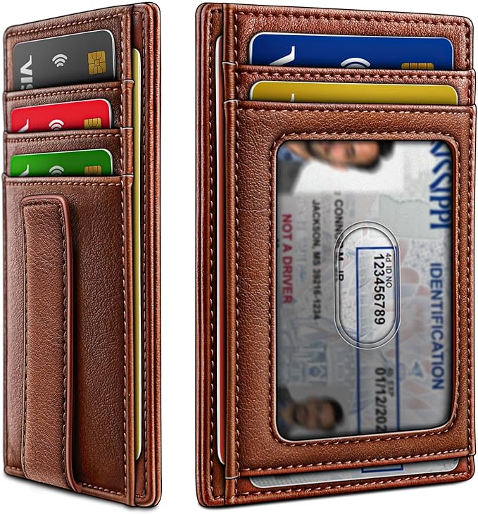 BULLIANT Men Wallet,Slim Leather Wallet Money Clip Card Hodler For Men Gift 8 Cards RFID Blocking