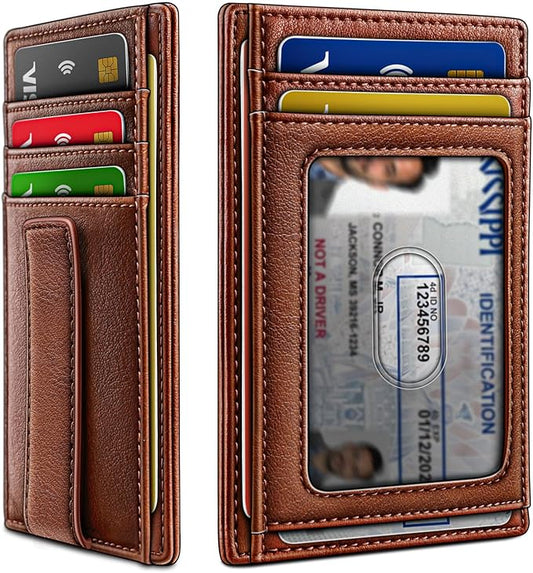 BULLIANT Men Wallet,Slim Leather Wallet Money Clip Card Hodler For Men Gift 8 Cards RFID Blocking