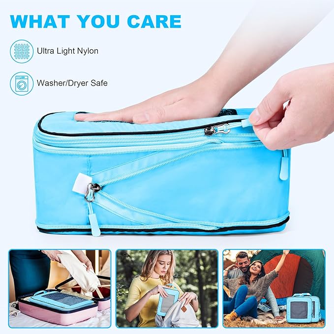 7 Set Compression Packing Cubes Packing Organizer for Travel,Travel Accessories for Carry on Luggage Suitcase Backpack Expandable Organizers