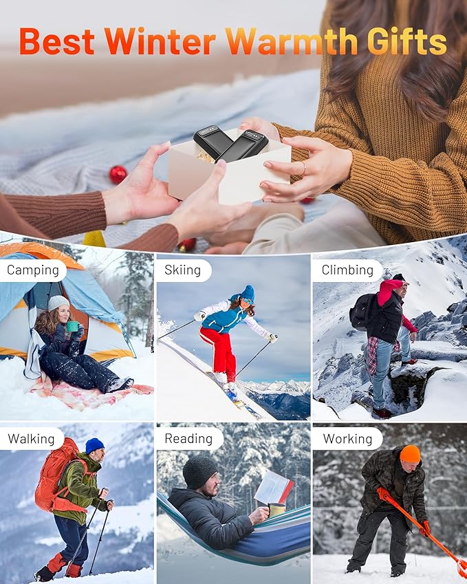 Hand Warmers Rechargeable 2 Pack, Electric Hand Warmers, Fast Heating, Portable Pocket Heater, 2 in 1 Quick Charge Hand Warmer for Outdoor Indoor, Warmer Gift for Christmas, Golf, Camping
