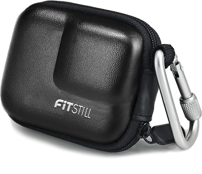 FiTSTILL Black PU Mini Carrying Case for Go Pro Hero 13 Black,Hard Shell Travel Storage Case for Hero 12/11/10/9/8/7/(2018)/6/5 DJI Osmo Action,AKASO,Campark,YI Action Camera and More