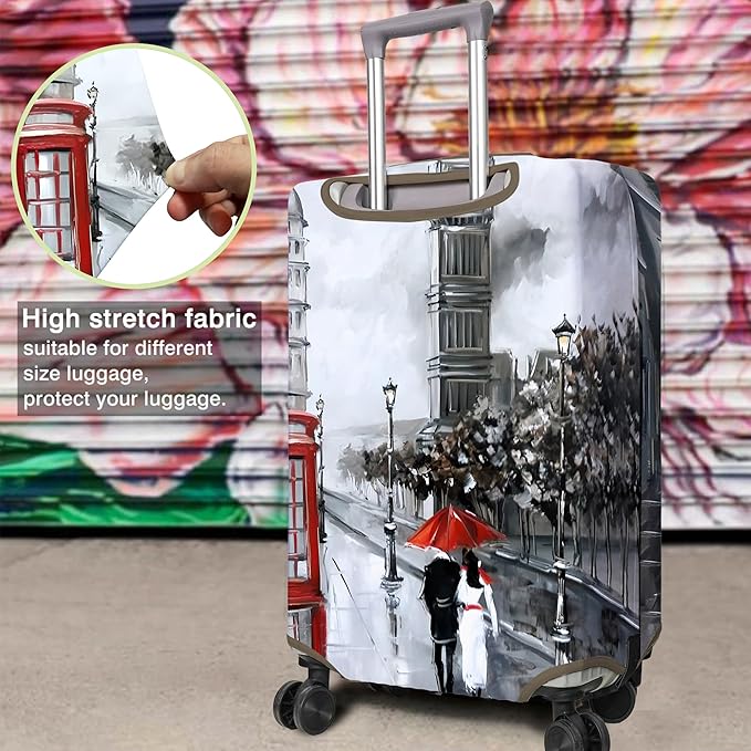 Travel Luggage Cover Suitcase Protector Fits 18-32 Inch Wheel Covers PatternedTravel Related Items Flower Luggage Protector Elastic M